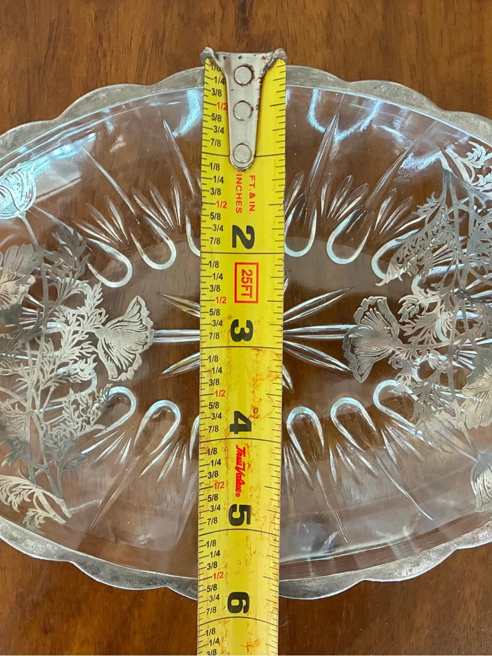 Silver City Glass Sterling Overlay Divided Oval Relish Dish Flanders Poppy